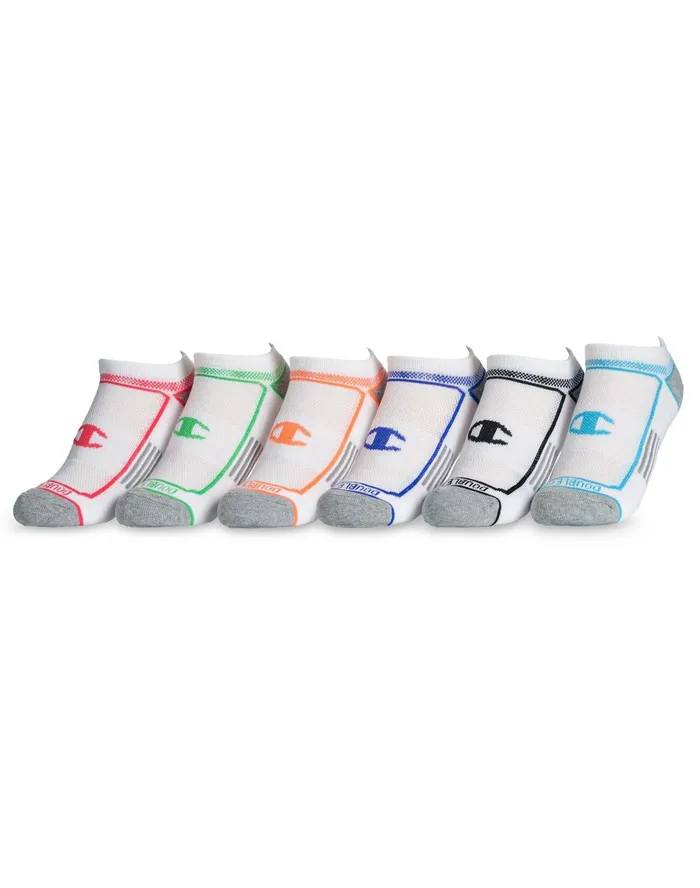 Double Dry Women039S NoShow Socks Pack 6Pair Pack White Wblue Assorted Women Champion Socks