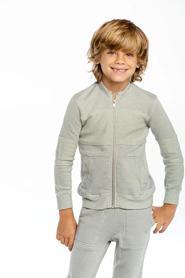 Dresses and Skirts Boys Linen French Terry Raw Edge Paneled Track Jacket Chaser Brand