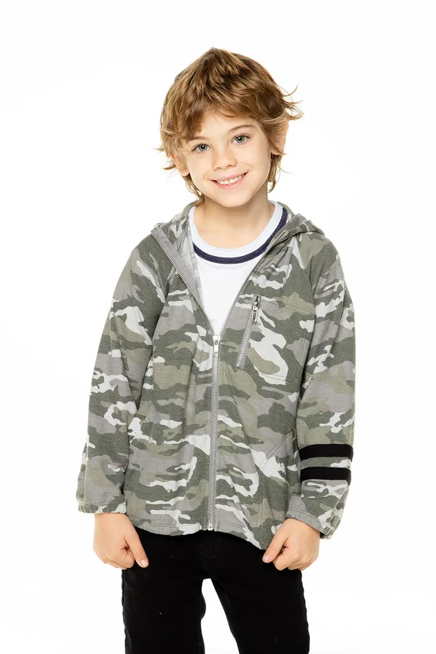 Dresses and Skirts Love Knit Long Sleeve Zip Up Hoodie with Strappings Chaser Brand Boys