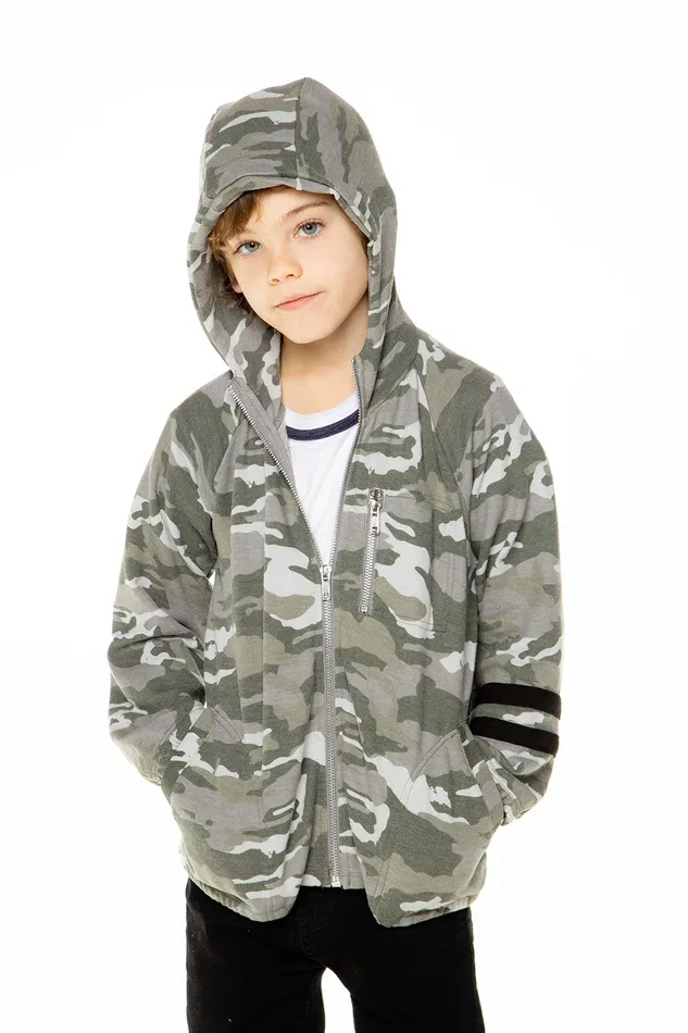 Dresses and Skirts Love Knit Long Sleeve Zip Up Hoodie with Strappings Chaser Brand Boys