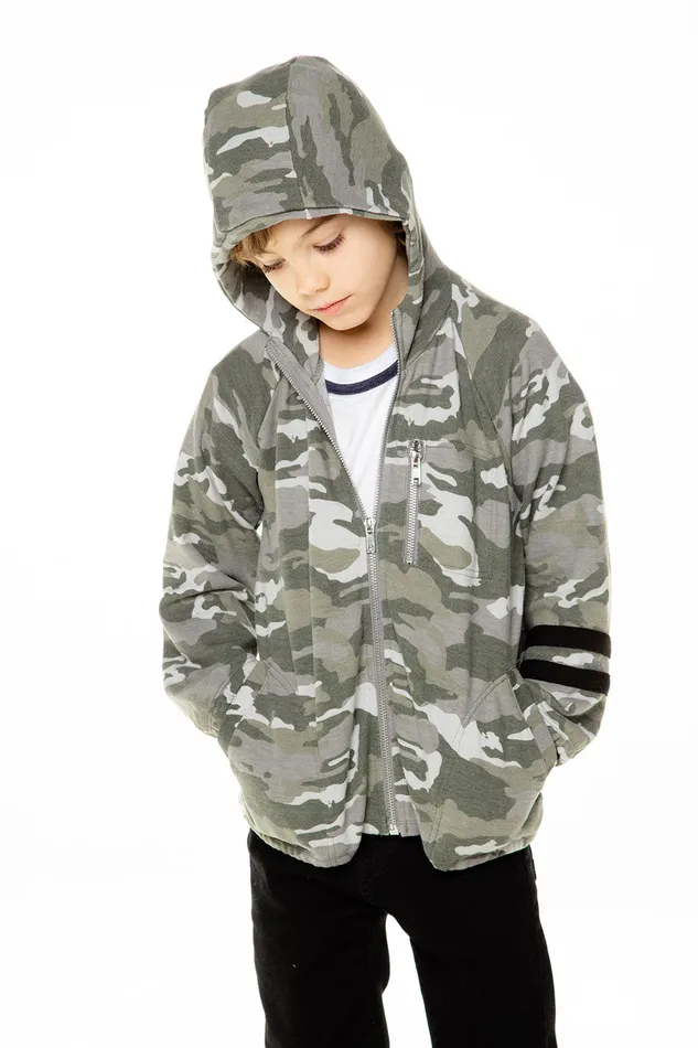 Dresses and Skirts Love Knit Long Sleeve Zip Up Hoodie with Strappings Chaser Brand Boys