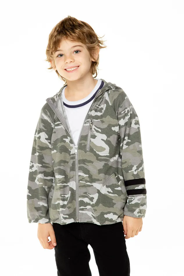Dresses and Skirts Love Knit Long Sleeve Zip Up Hoodie with Strappings Chaser Brand Boys
