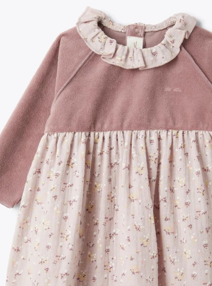Dresses Baby 036 Il Gufo Chenille And Organic Gauze Dress