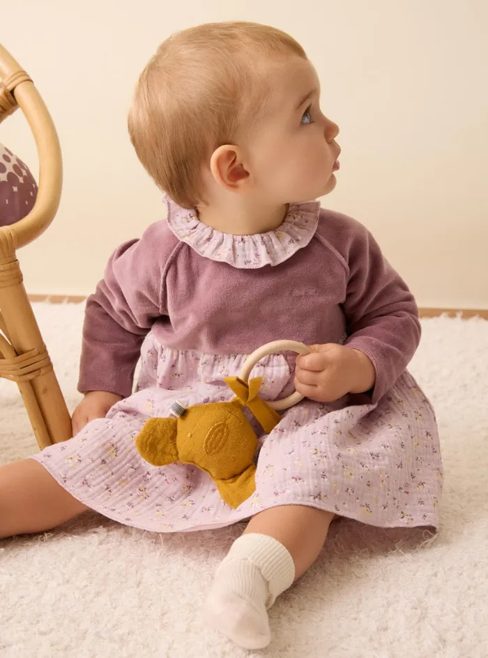 Dresses Baby 036 Il Gufo Chenille And Organic Gauze Dress