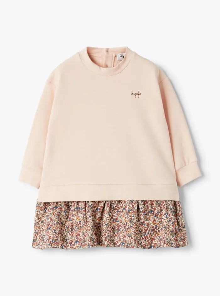 Dresses Baby 036 Il Gufo Cotton Fleece And Liberty Fabric Dress