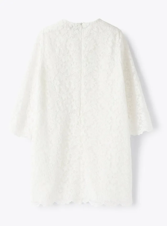 Dresses Girl 216 Il Gufo Short Aline Dress In Cotton Lace