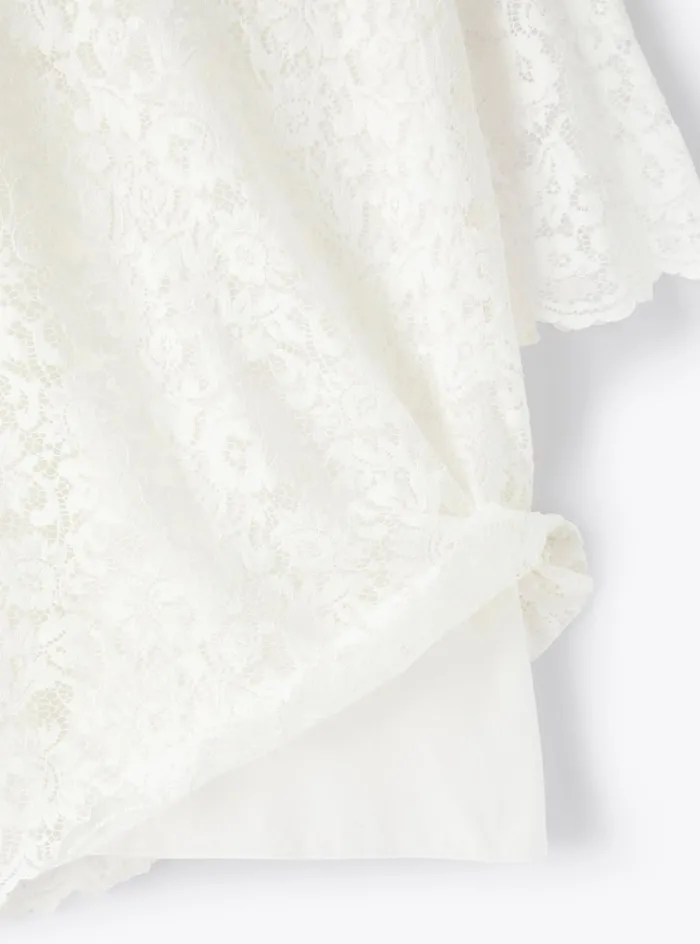 Dresses Girl 216 Il Gufo Short Aline Dress In Cotton Lace