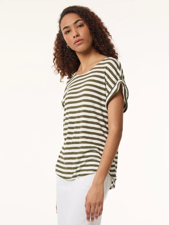 Drop Shoulder Jewel Neck Top Striped Knit Women Jones New York Tops and Blouses Drop Shoulder Jewel Neck Top Striped Knit Women Jones New York Tops and Blouses