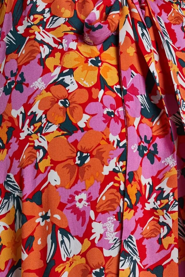Dyliah Midi Dress 8211 Thigh Split Frill Shoulder Plunge Neck Dress In Spring Floral Women Showpo Curve Clothes