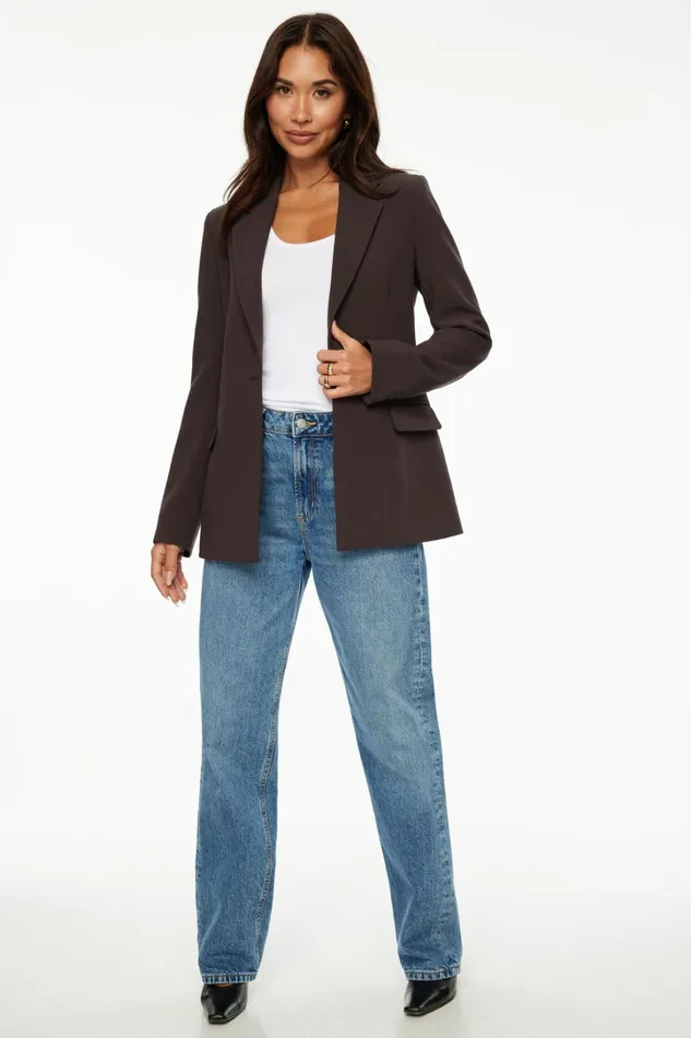 Dynamite Blazers and Vests Women Adeline Single Breasted Blazer Brown