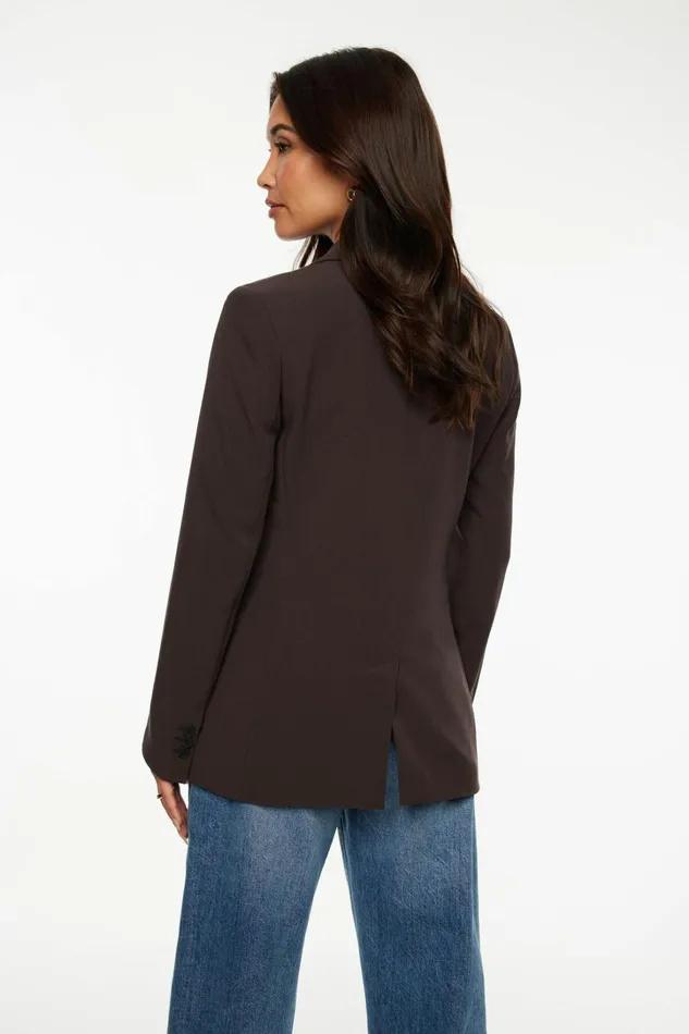 Dynamite Blazers and Vests Women Adeline Single Breasted Blazer Brown