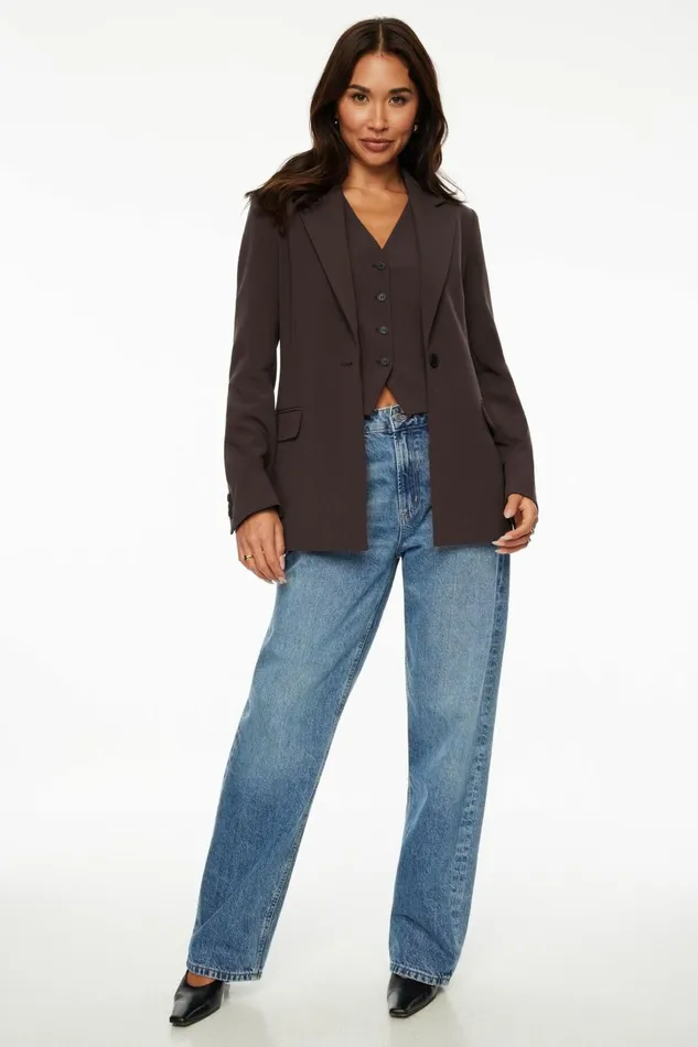 Dynamite Blazers and Vests Women Adeline Single Breasted Blazer Brown