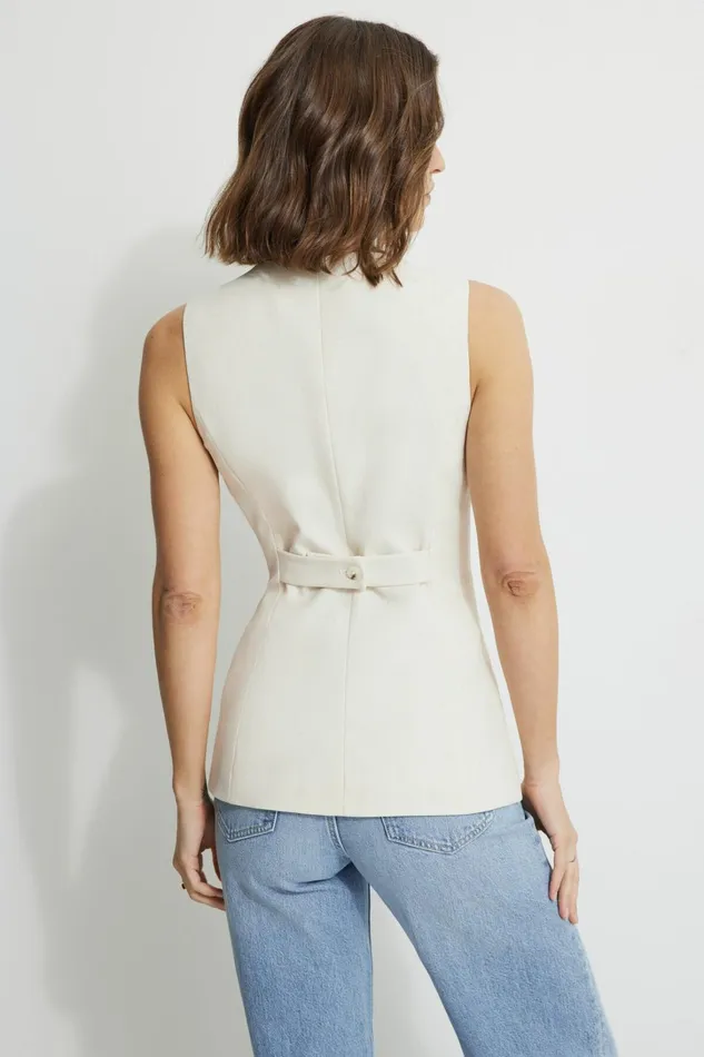 Dynamite Blazers and Vests Women Round Neck Flyaway Vest Beige