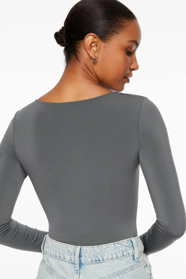 Dynamite Bodysuits Women Maren Sculpt Square Neck Bodysuit Blue