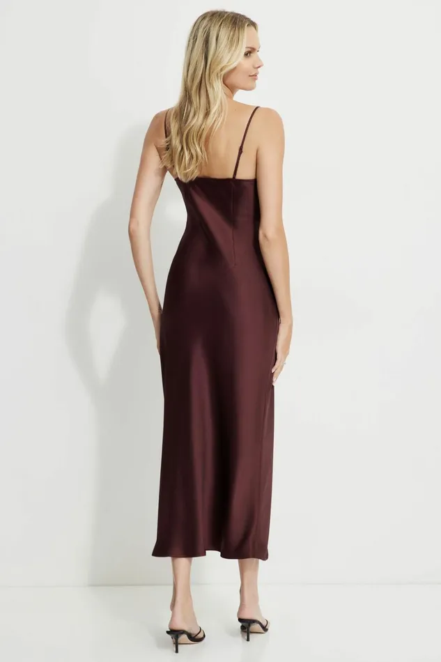 Dynamite Dresses and Jumpsuits Women Amira Satin Maxi Slip Dress Burgundy