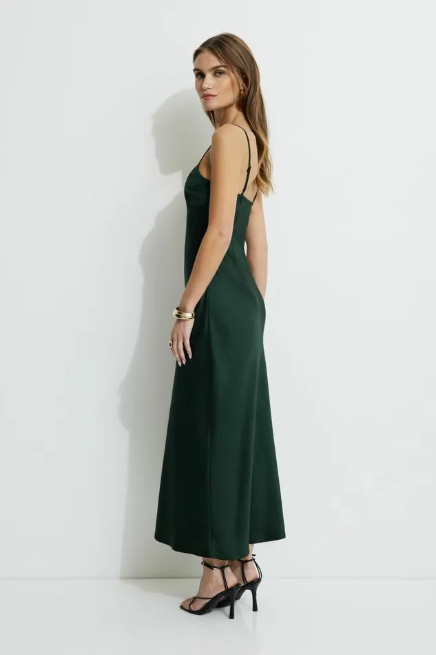 Dynamite Dresses and Jumpsuits Women Amira Satin Maxi Slip Dress Green
