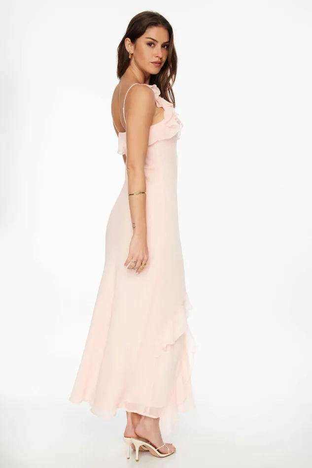 Dynamite Dresses and Jumpsuits Women Ruffled Chiffon Maxi Dress PINK
