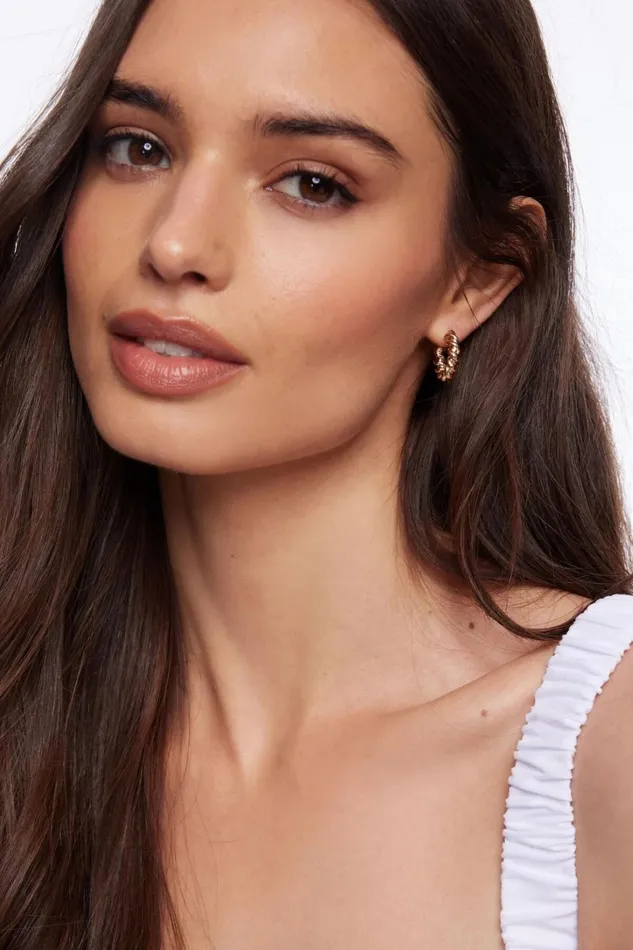 Dynamite Earrings Women 3Pack Knotted Hoop Earrings Yellow