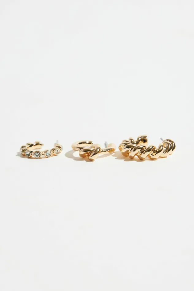 Dynamite Earrings Women 3Pack Knotted Hoop Earrings Yellow