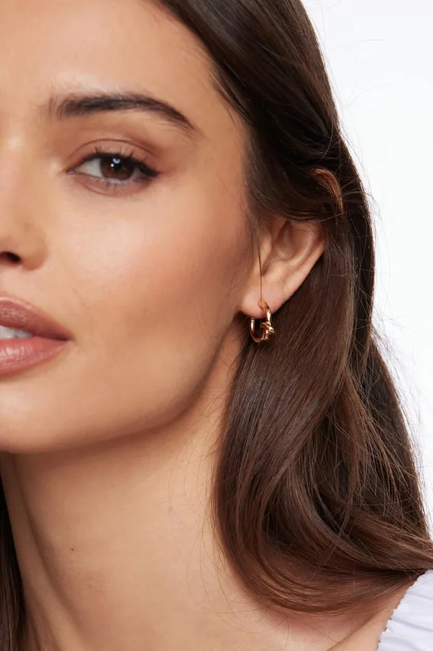 Dynamite Earrings Women 3Pack Knotted Hoop Earrings Yellow