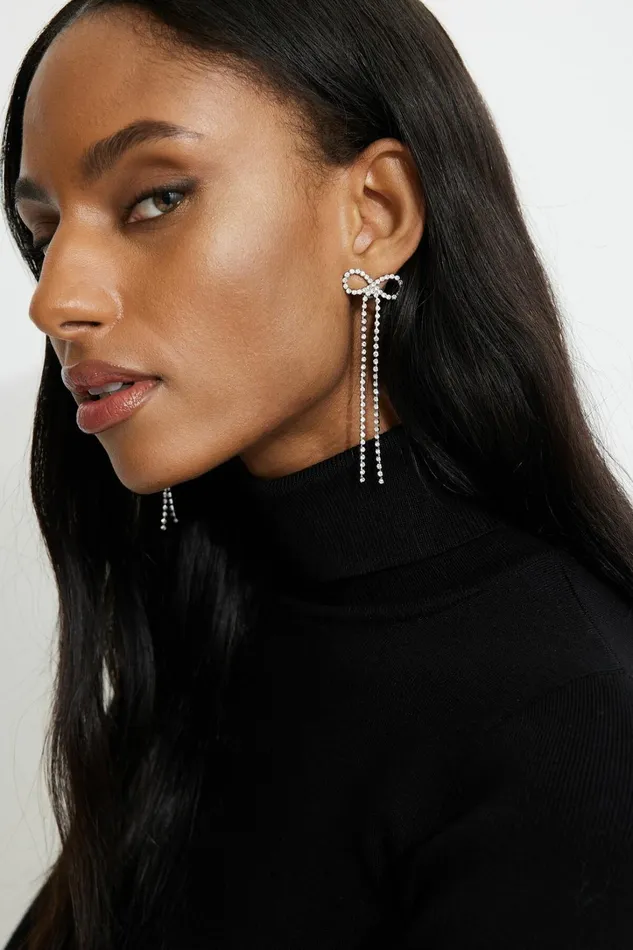 Dynamite Earrings Women Delicate Hanging Bow Earrings Gray