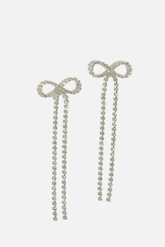 Dynamite Earrings Women Delicate Hanging Bow Earrings Gray