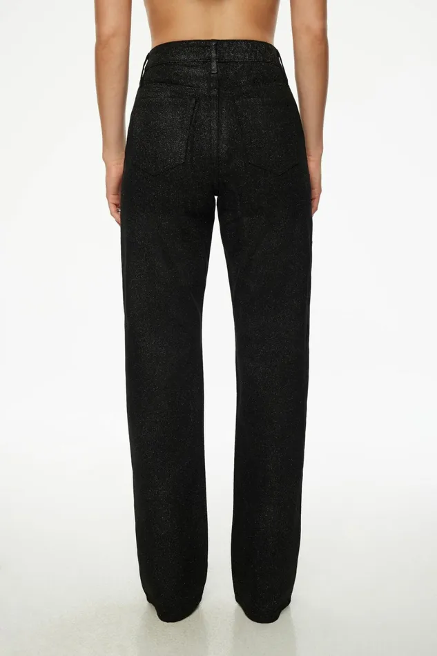 Dynamite Jeans and Denim Women Heidi Glitter Wide Leg Jeans Black