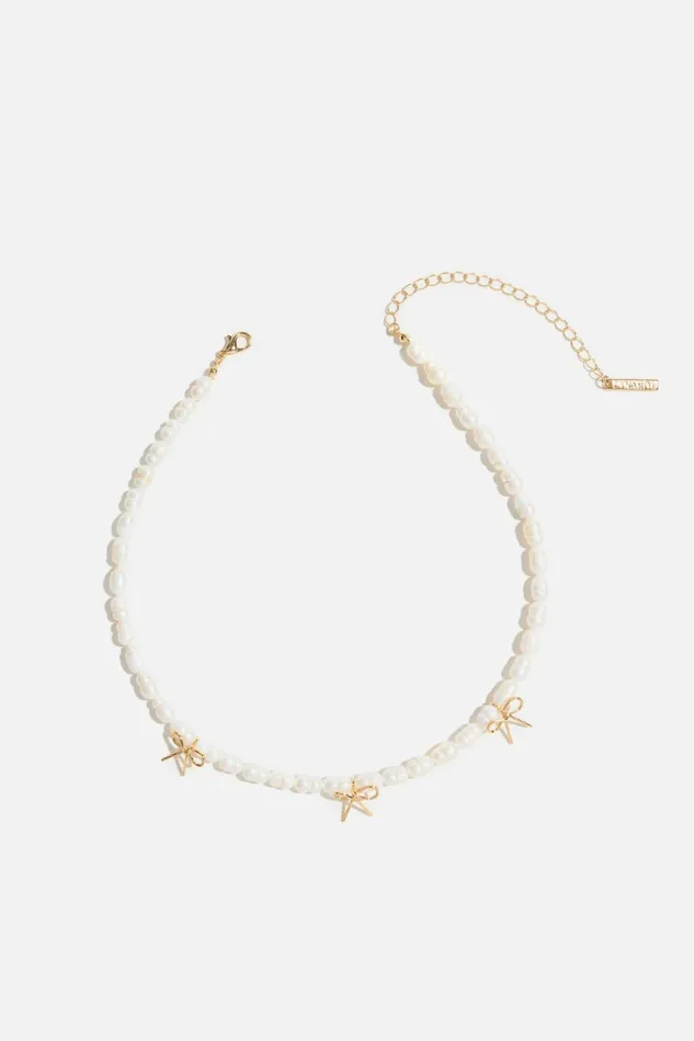 Dynamite Necklaces Women Triple Bow Pearl Necklace White
