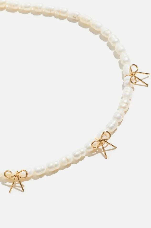 Dynamite Necklaces Women Triple Bow Pearl Necklace White