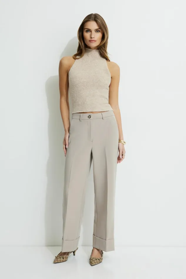 Dynamite Pants Women Max Cuffed Ankle Pants Gray