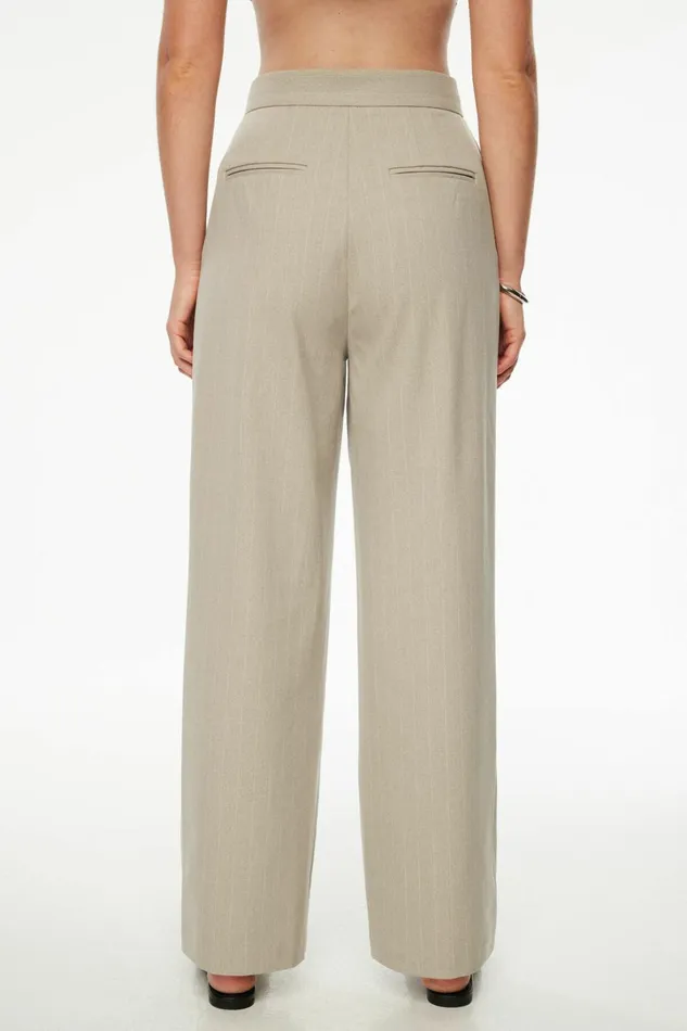 Dynamite Pants Women Pleated Pinstripe Wide Leg Pants Gray