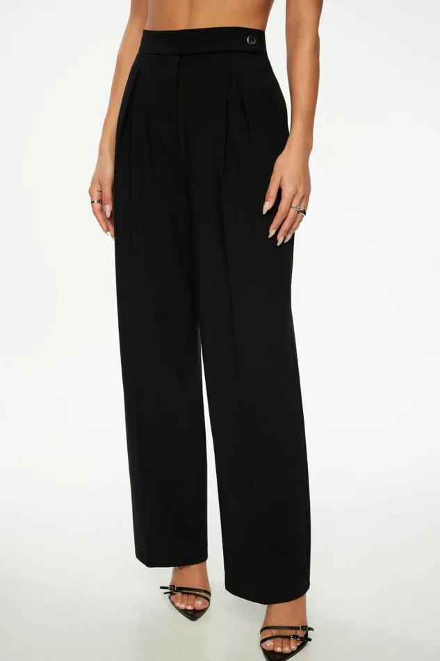Dynamite Pants Women Pleated Wide Leg Pants Black