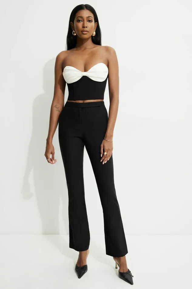 Dynamite Tops Women Bow Bustier Top Black