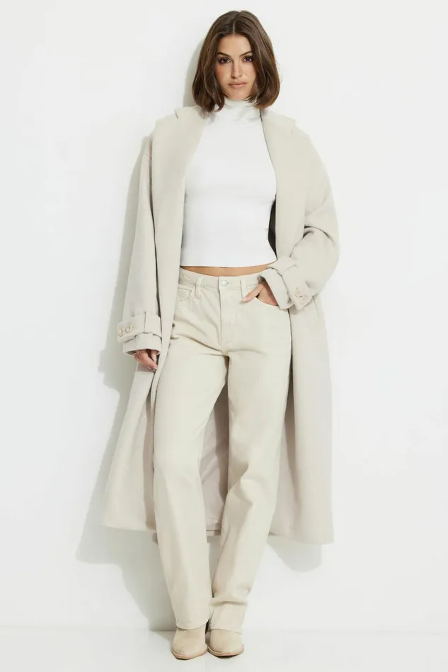 Dynamite Tops Women Button Cuff Turtleneck Sweater White