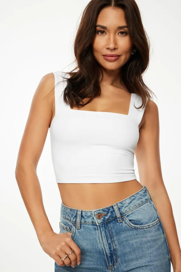 Dynamite Tops Women Lota Sculpt Tank Top White