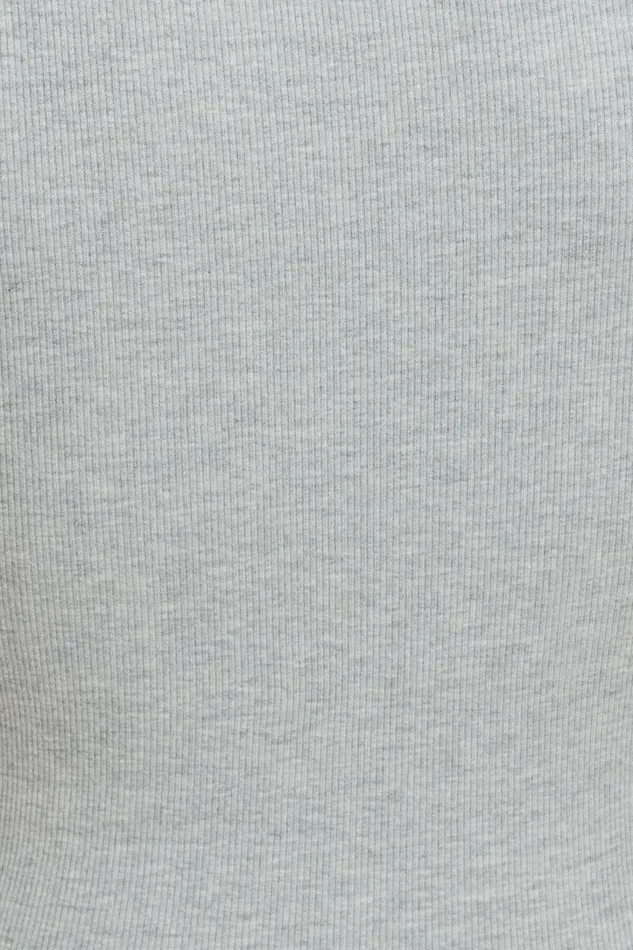 Dynamite Tops Women Olive Ribbed Crewneck TShirt Gray