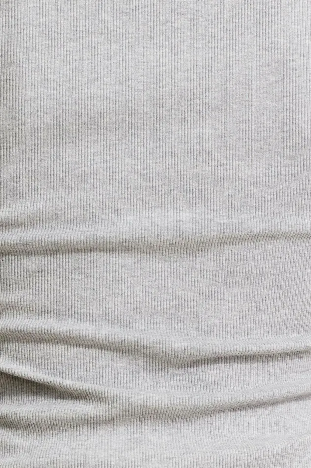 Dynamite Tops Women Ribbed Crewneck Waist T Shirt Gray