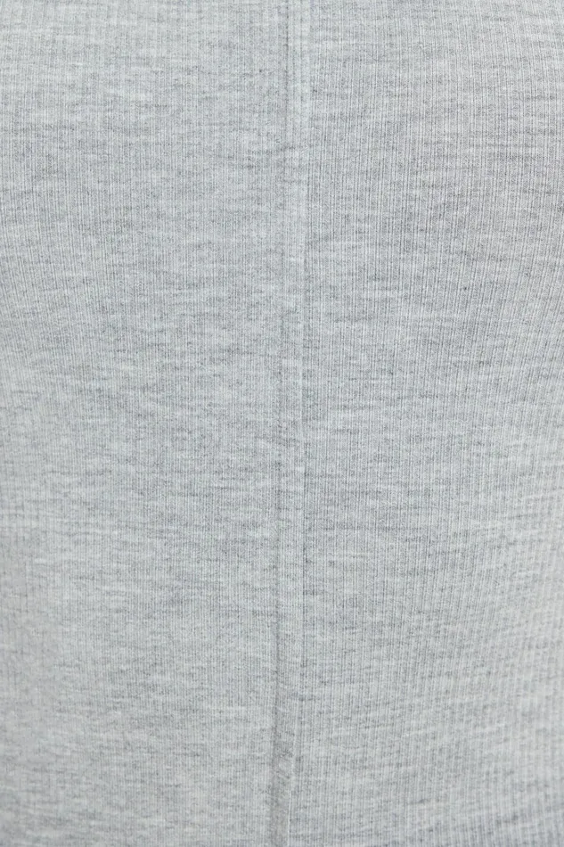 Dynamite Tops Women Ribbed UNeck Long Sleeve T Shirt Gray