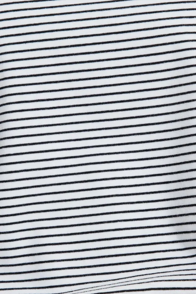 Dynamite Tops Women Striped Long Sleeve TShirt Black