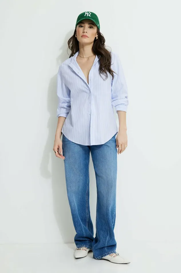 Dynamite Tops Women Sutton Shirt Blue