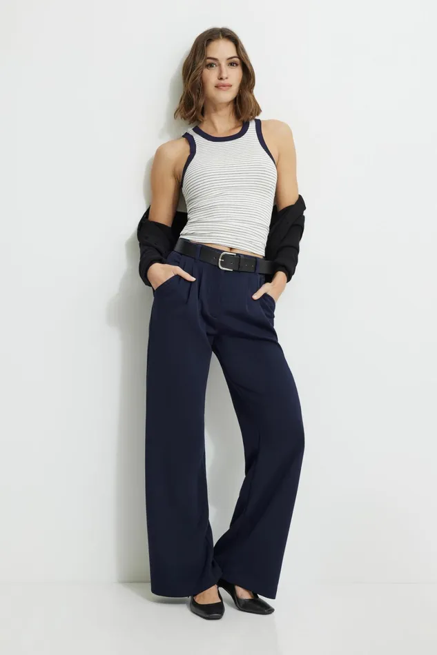 Dynamite Tops Women Tedi Ribbed Tank Top Blue