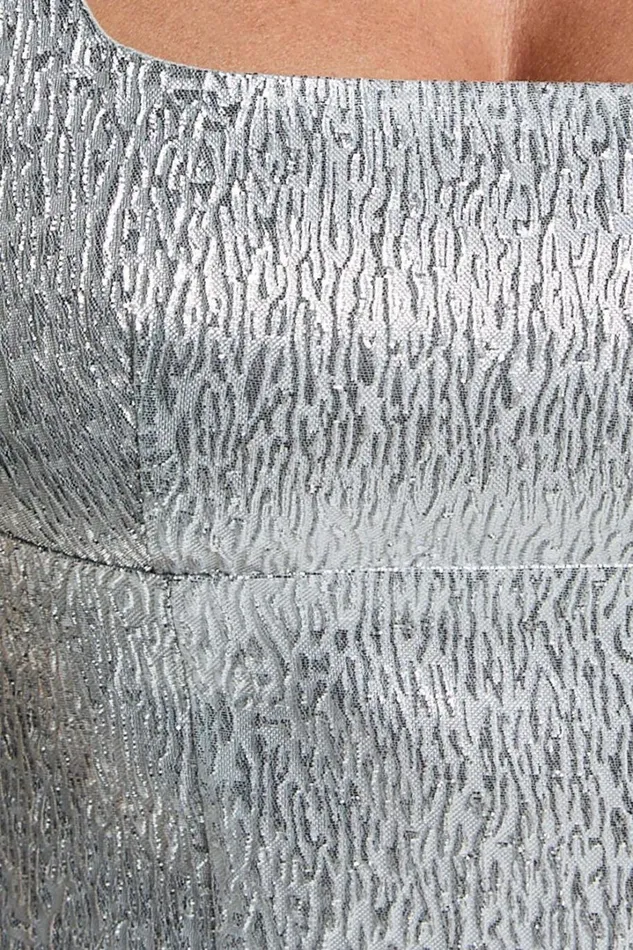 Elena Top 8211 Metallic Jacquard Square Neck Top In Silver Women Showpo Tops