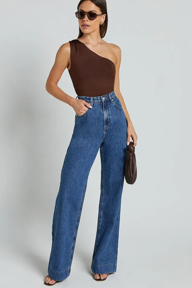 Emman Jeans 8211 High Waisted Cotton Wide Leg Denim Jeans In Dark Blue Wash Women Showpo Denim Emman Jeans 8211 High Waisted Cotton Wide Leg Denim Jeans In Dark Blue Wash Women Showpo Denim