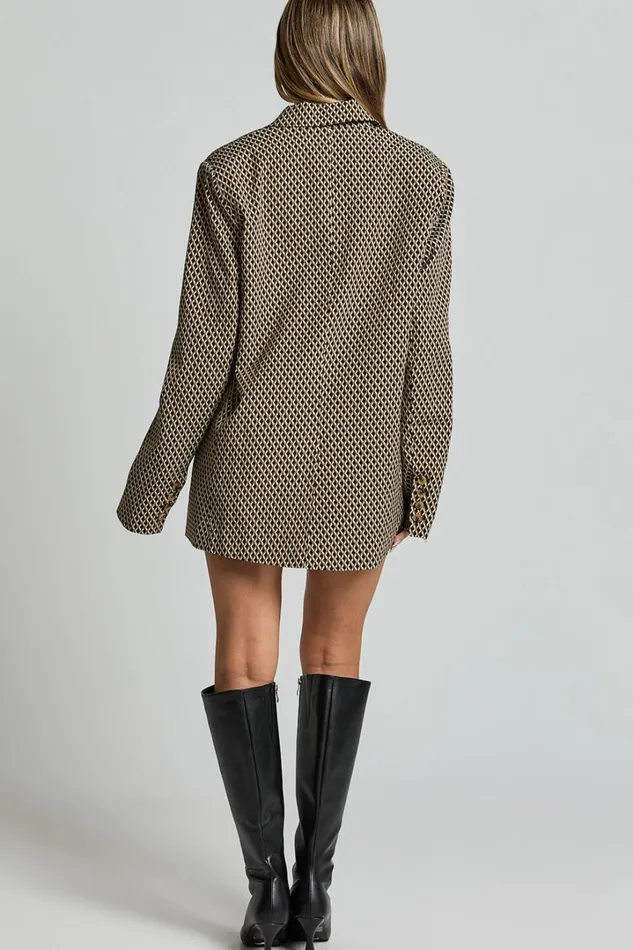 Esti Blazer 8211 Double Breasted Blazer In Black And Brown Women Showpo Blazers