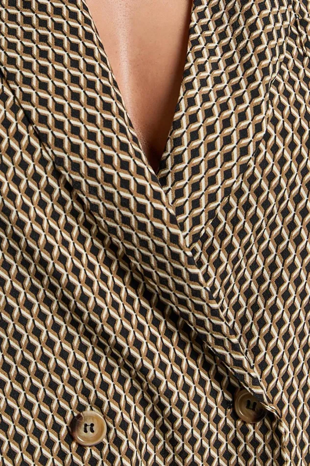 Esti Blazer 8211 Double Breasted Blazer In Black And Brown Women Showpo Blazers