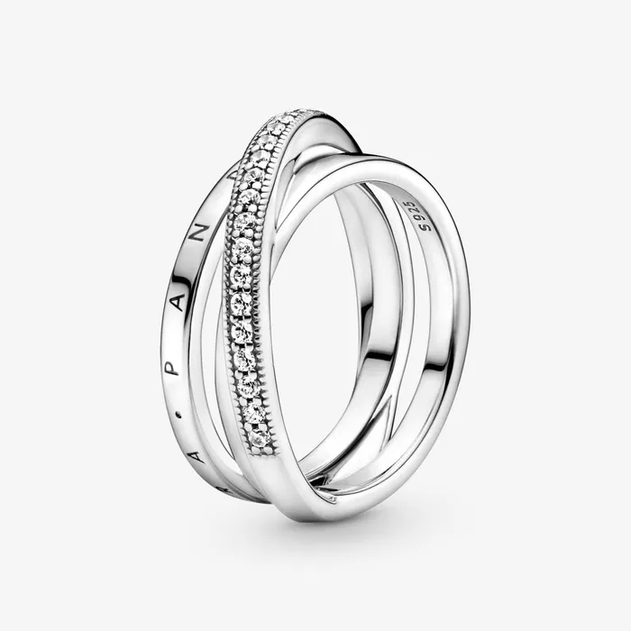Eternity Rings Women Pandora Crossover Pav Triple Band Ring Sterling Silver