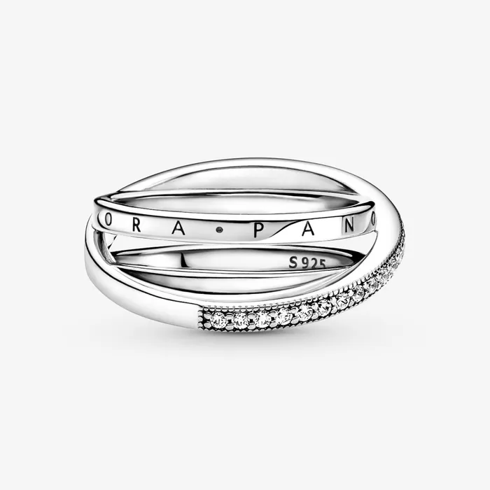 Eternity Rings Women Pandora Crossover Pav Triple Band Ring Sterling Silver