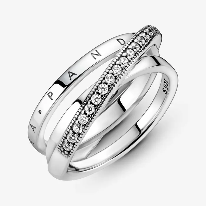 Eternity Rings Women Pandora Crossover Pav Triple Band Ring Sterling Silver