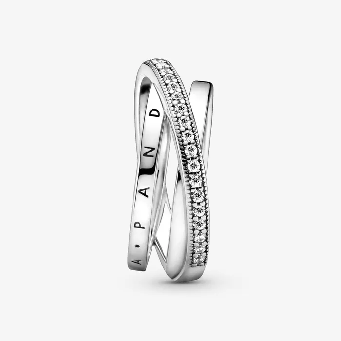 Eternity Rings Women Pandora Crossover Pav Triple Band Ring Sterling Silver