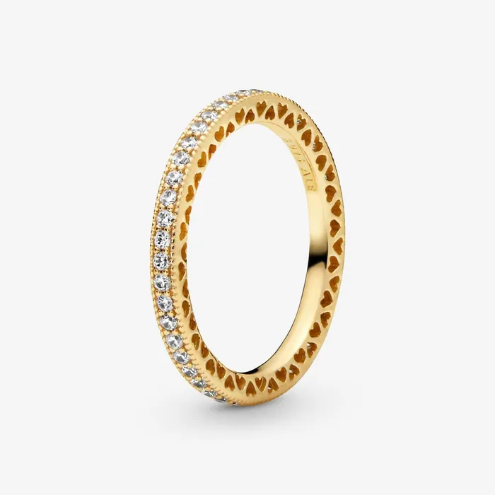 Eternity Rings Women Pandora Sparkle and Hearts Ring Gold Plated
